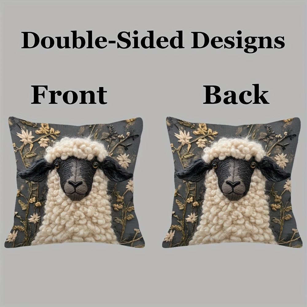 1pcs Creative Valais Blacknose Sheep Double-Sided Print Pillow Cover Cute Alpaca Cushion Case Elegant Home Decor Pillowcase