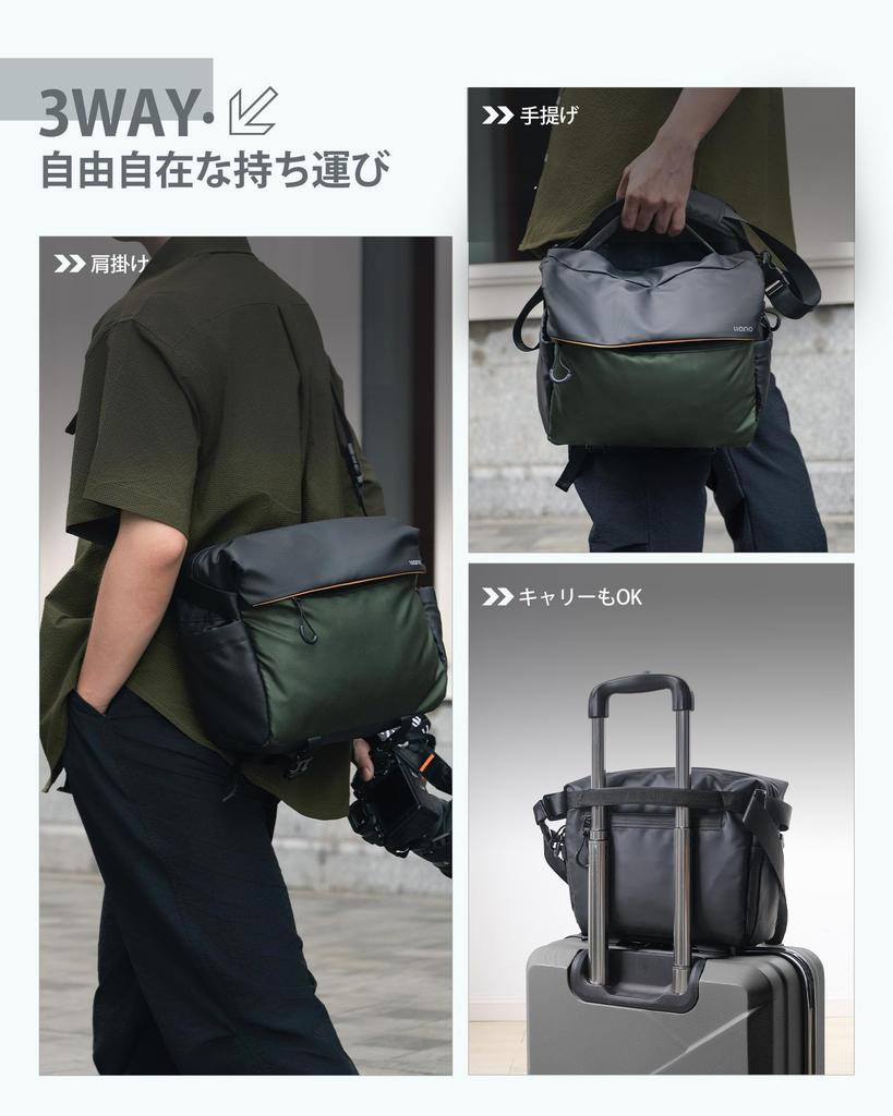 Llano Borsa Fotografica Borsa a Spalla borsa utile anche dopo Borsa a Spalla per Fotocamera con finitura per treppiede Leggera 6L Verde Serie S9 per tutti i giorni [A che è