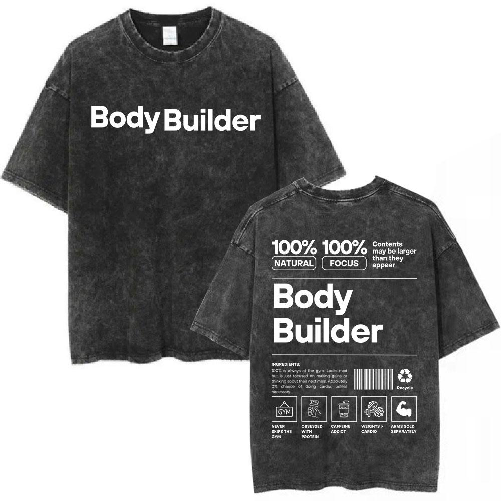 Gym Rat Muscle Mommy Pump Cover Vintage Washed Tshirt Powerlifting Workout Bodybuilding T Shirt Men Women Fitness Loose Tshirt