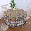 63 Inch Waterproof Peacock Mandala Round Tablecloth Purple Red Yellow Blue Outdoor Patio Dining Table Cover