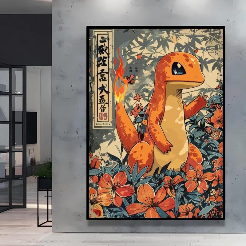 Print on Canvas  Gengar Classic Anime Posters Cartoon Character Picture HD Printing Retro Style Home Living Room Decor