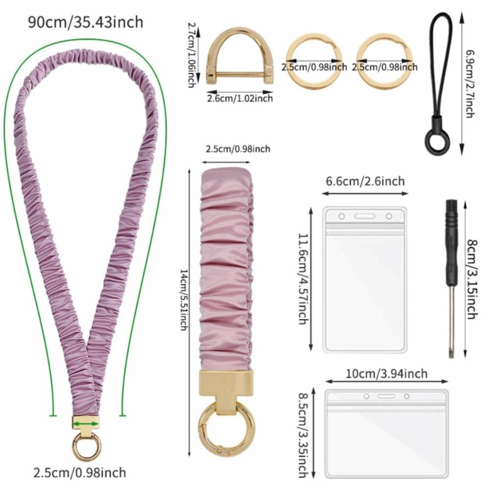Adjustable Elastic Material Retractable Lanyard Set Luxury Female Keychain Office Gift