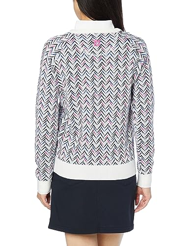 FootJoy Modern Classic Chevron Pattern Crew Neck Golf Sweater, Women's, White, Size L (FJW-F23-M02)