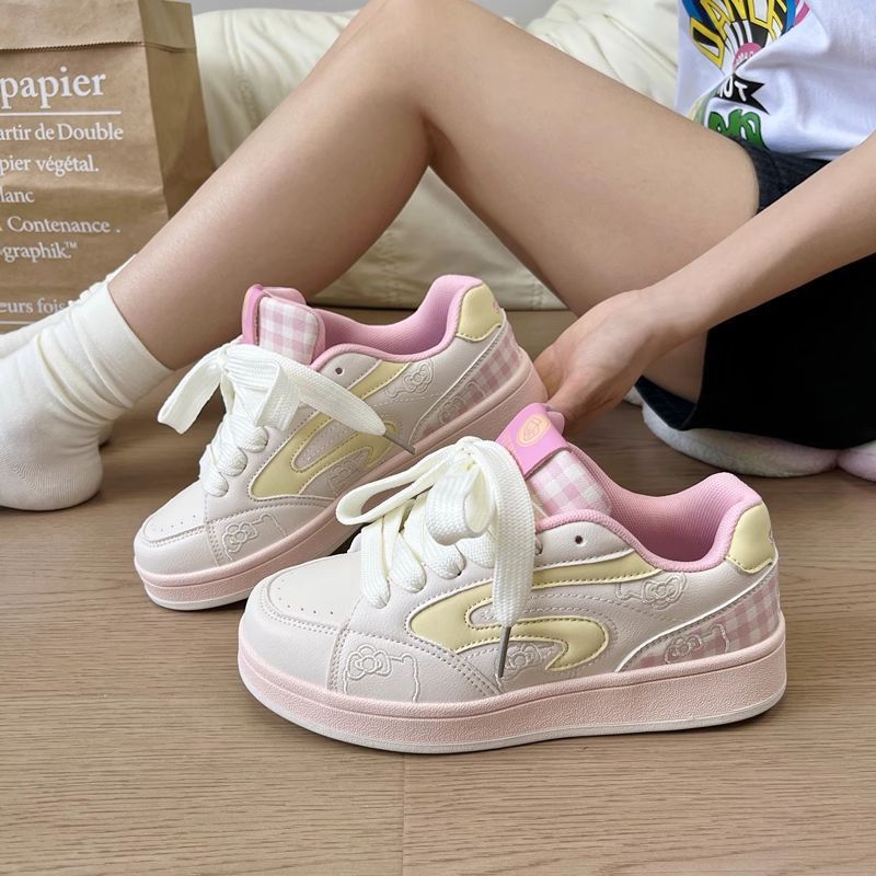 

Розовые туфли на платформе, белые женские летние новые кеды, универсальные повседневные туфли-батончики 40 розовый