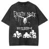 Death Note Harajuku Vintage Washed T Shirts Anime Graphic Printing T Shirt Cotton Fashion Streetwear Unisex Top Tee