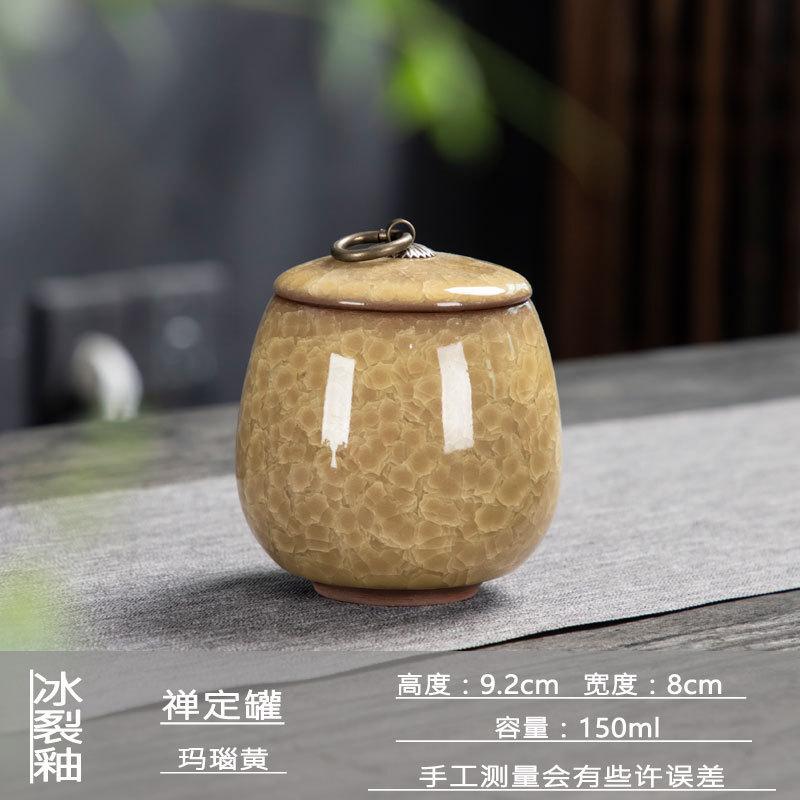 Ice Cracked Ceramic Tea Cans Tea Bag Storage Box Storage Cans with Lid Copper Buckle Tea Sets Home Decoration Accessories