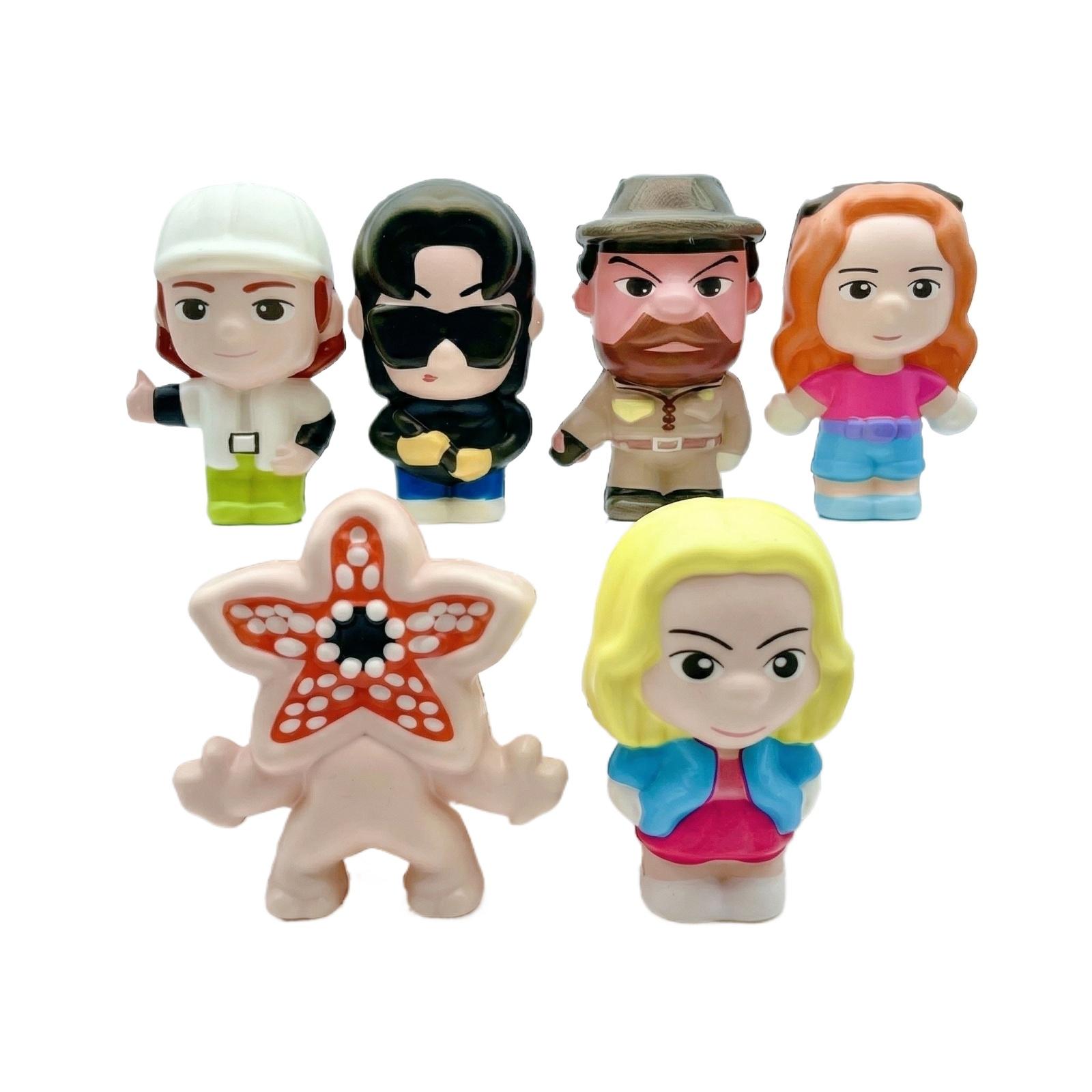 

Set of Six Slow Rebound Squishy Figures Including Monster and Character Designs Soft Squeeze Stress Relief Toys for Display and Collection One Size