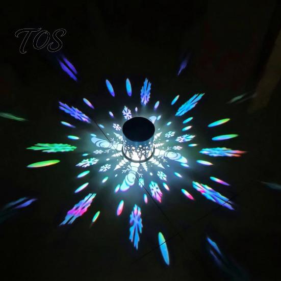 Christmas Party Decorative Projection Solar Light, Snowman Santa Waterproof Metal Wall Lantern, Powered Festive Snowflake Pattern Lighting Warm White