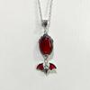 Gothic Vampire Bat Geometric Relief Ellipse Red Crystal Pendant Necklace for Women Halloween Party Charm Witch Jewelry Gifts