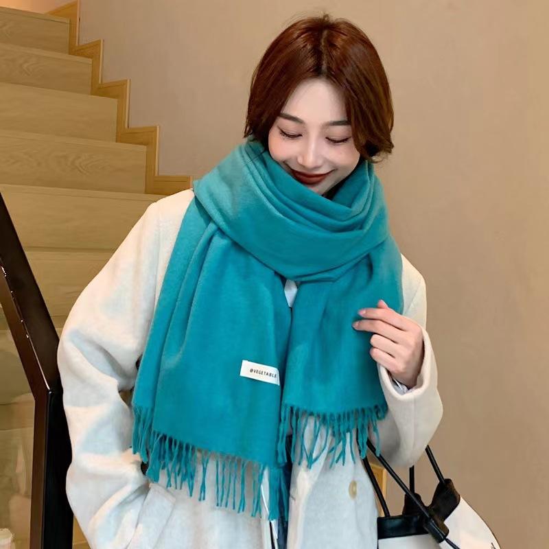 Scarf girls winter versatile solid color imitation cashmere scarf long scarf shawl dual-purpose couple men