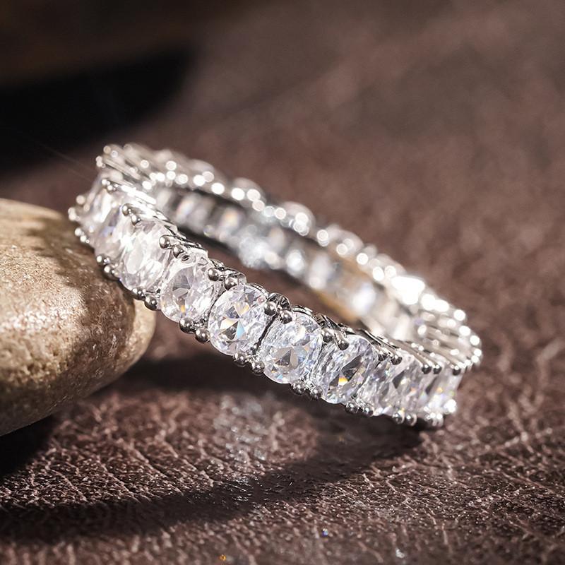 925 Sterling Silver Oval Zircon Stone Ring Finger Rings for Women Promise Love Valentine's Day Gifts