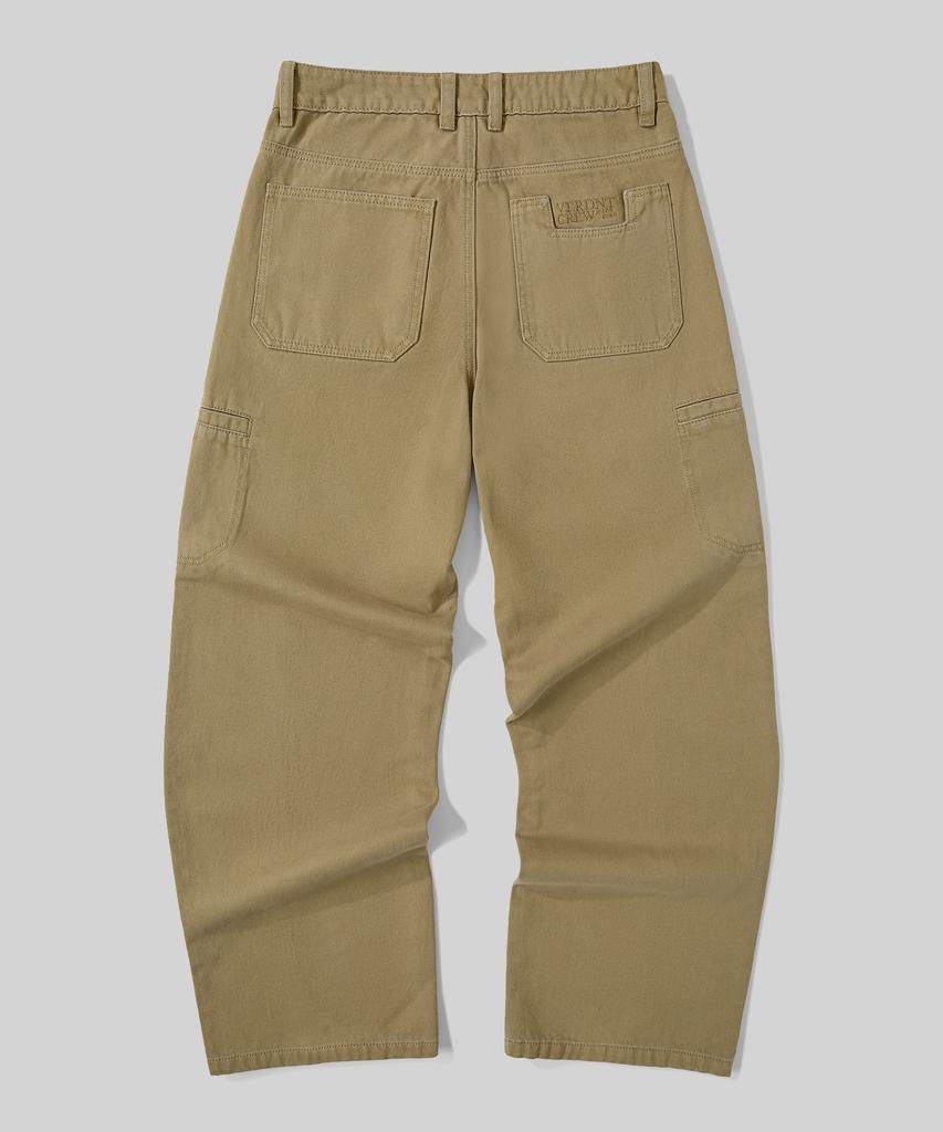 Beodeonteu Garment-Dyed Cut-Pocket Wide Twill Pants [Timber]
