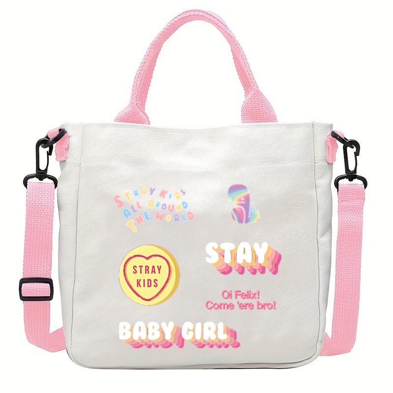 Felix Kpop Band Super Star Printed Crossbody Bag Casual Canvas Shoulder Bags