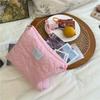 Flower Pattern Women Makeup Bag Cosmetic Bags Quilted Cotton Soft Makeup Case Pouch Zipper Large Travel Wash Pouch