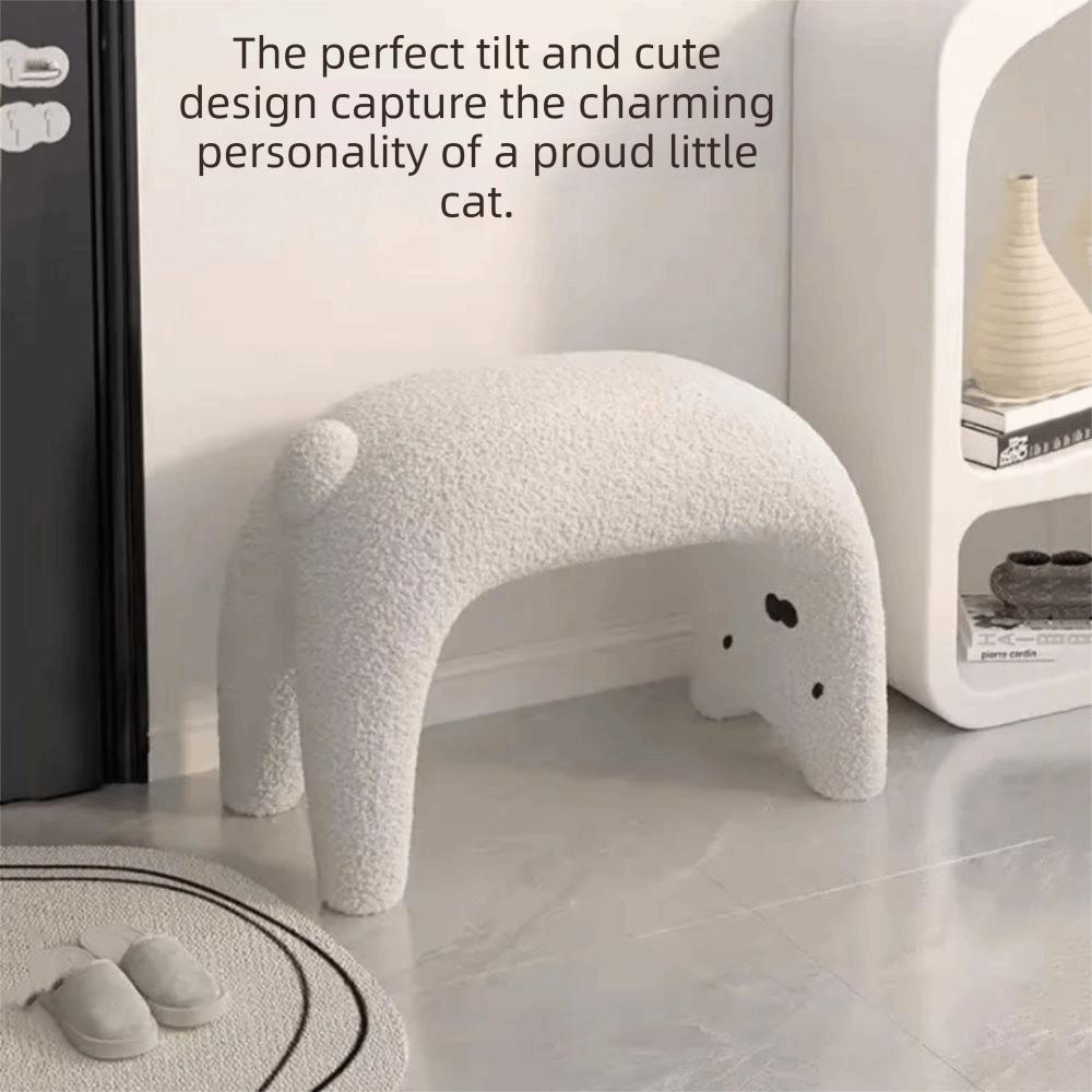 Small Stool Dressing Chair Plush Shoe Changing Stool Footrest Makeup Stool Entryway