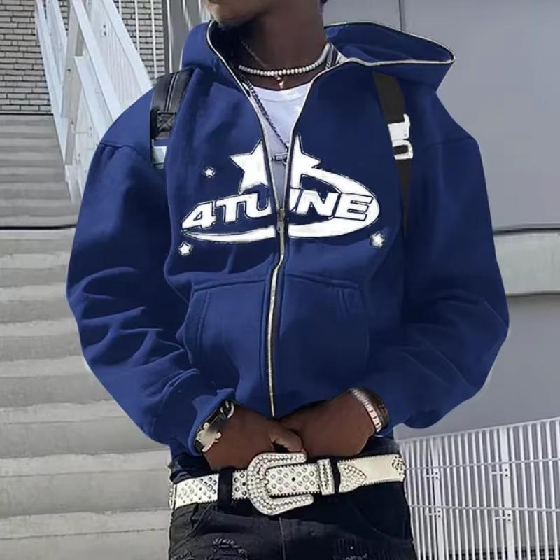 Bluzy Rozpinane Kardigany z Kapturem Ciepło Bluzy Estetyka Litery Trend Codzienne Hip Hop Y2k Nowe Bluzy Odzież Męska