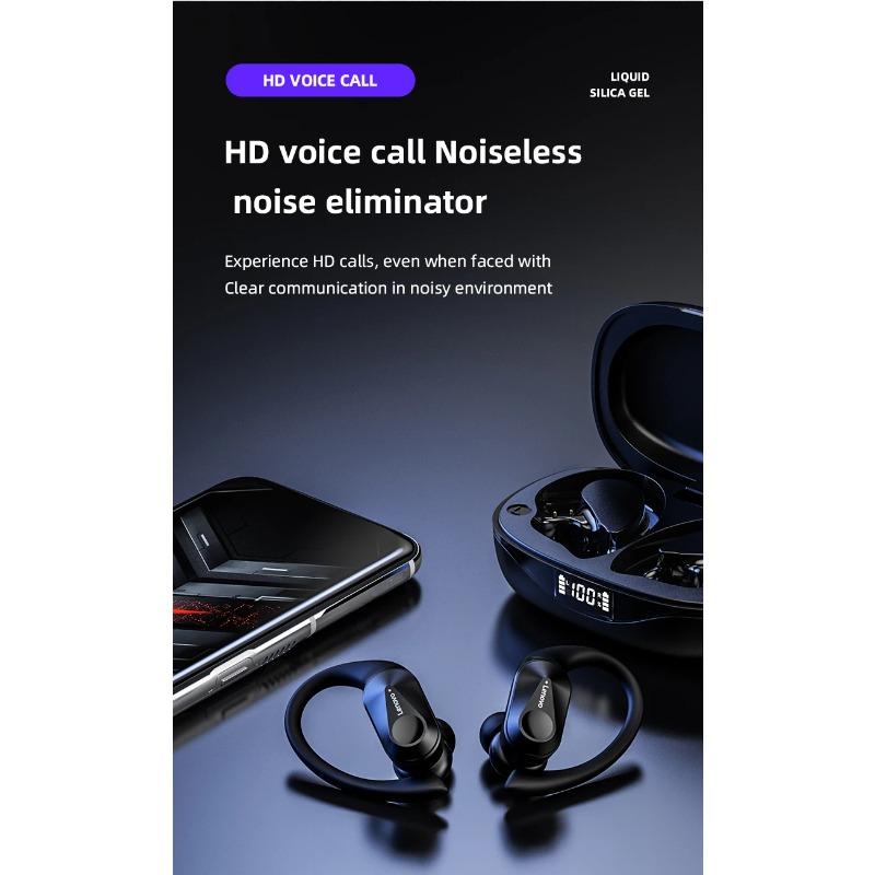 Lenovo LP75 Wireless Headphones TWS Bluetooth 5.3 Hifi Stereo Noise Reduction Earphones Gaming Sports Ear Hook with Mic Earbuds