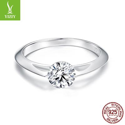 Einfacher Klassischer Drehbarer Hauptsteinring Ehering Damen S925 Sterlingsilber Heiratsantragsring Schmuck