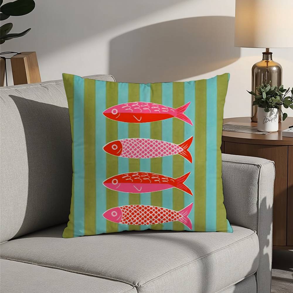 Coastal Charm Sardine Can Pillow Case 3D Print Polyester Fiber 40*40cm Home Sofa Throw Decoration Festival Gift