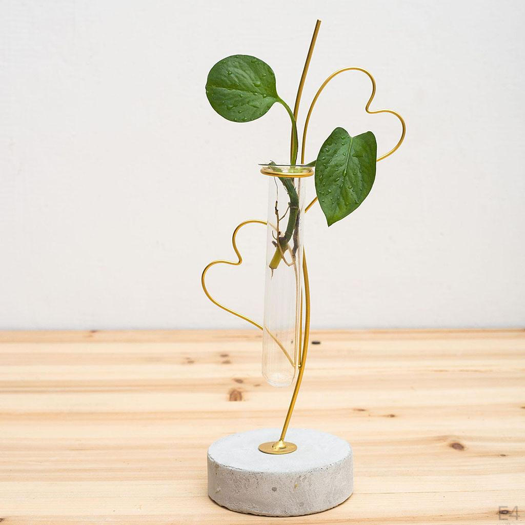 Terrarium with Metal Stand, Air Er Bulb Glass Vase Holder Retro Tabletop for S Home and Garden