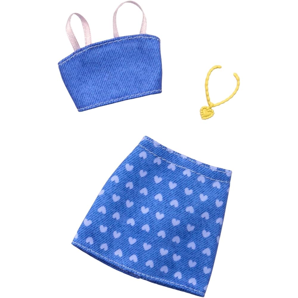 Barbie Fashion 2-Pack Check and Blue Outfit Set for Dress-Up Dolls with Clothes and Accessories for Ages 3 and Up