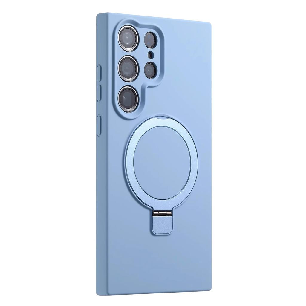 Suitable for Samsung S25Edge Mobile Phone Case True Liquid Silicone S24Ultra Magnetic Suction Bracket Full Package Anti Fall Soft Sleeve 3