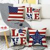 New Home American Flag Letter Print Sofa Office Linen Pillow Cover Cushion Cover