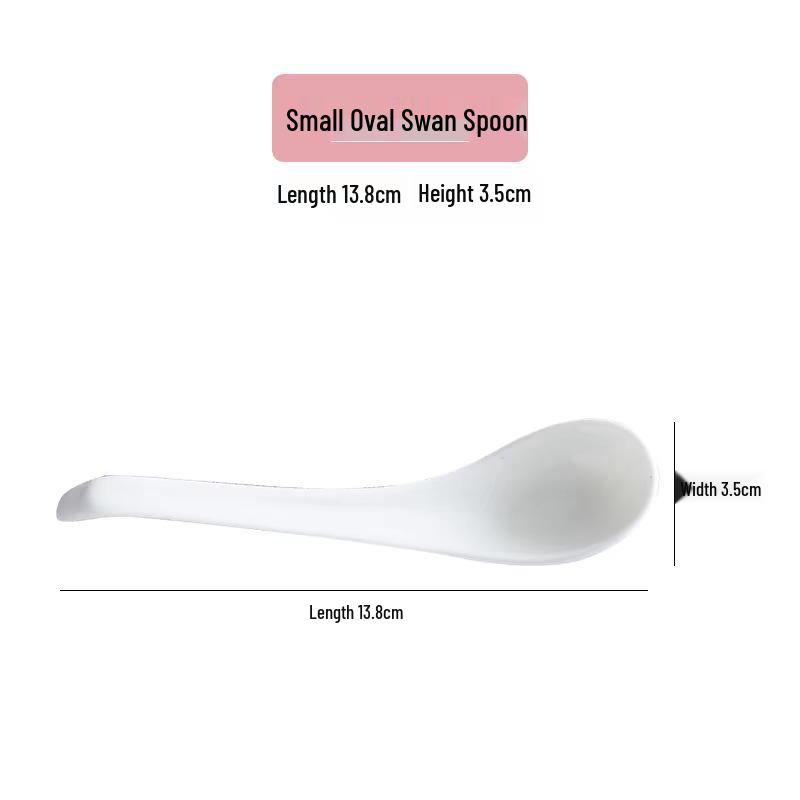 White Ceramic Long-Handle Ladle - Scratch-Resistant, Large Soup Spoon for Commercial and Household Use