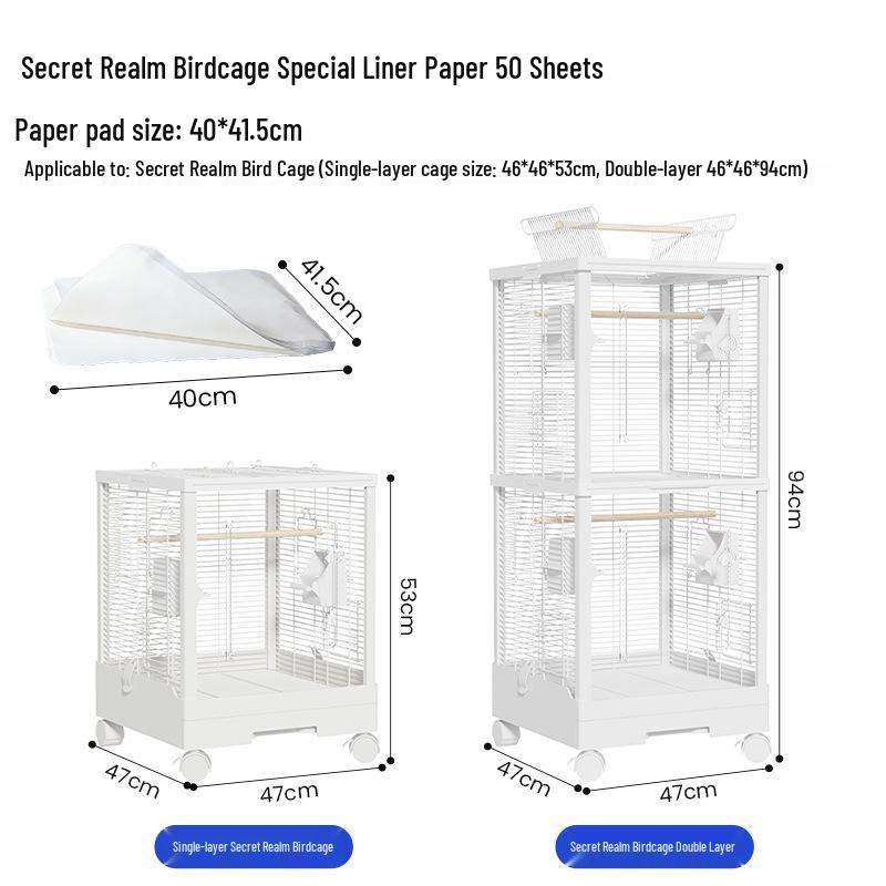 Doppelschichtiger Transparenter Vogelkäfig für Nymphensittiche und Papageien - Groß, Luxuriös, Horizontaler Drahtdesign