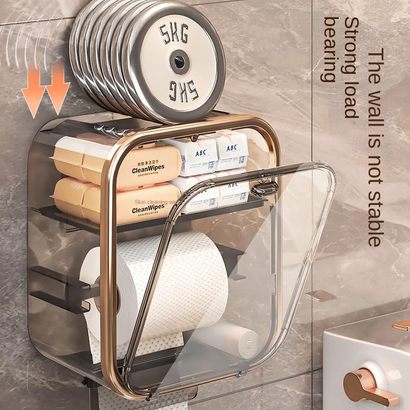 Porta fazzoletti trasparente, cassetto di carta perforato da parete, porta carta igienica, porta fazzoletti, accessori per il bagno
