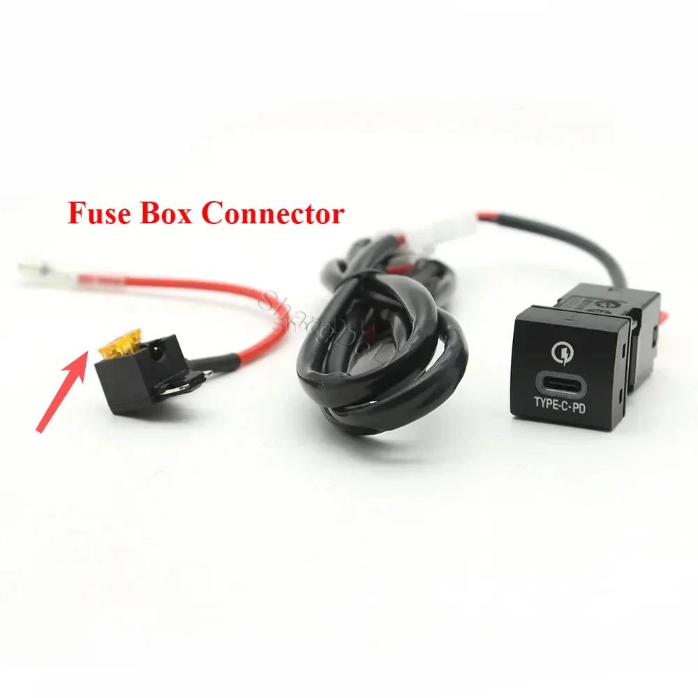 Blue Light Car Fast Charger TYPE-C PD QC3.0 USB Socket Cell Phone Charger Adapter Fit For Toyota Prado Corolla RAV4 Camry HIACE