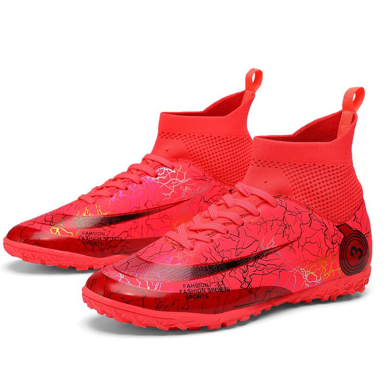 Mandarin Duck Two-color Football Shoes Men's and Women's High-top TF Broken Nails AG Long Nails Artificial Turf Student Children's Training Shoes