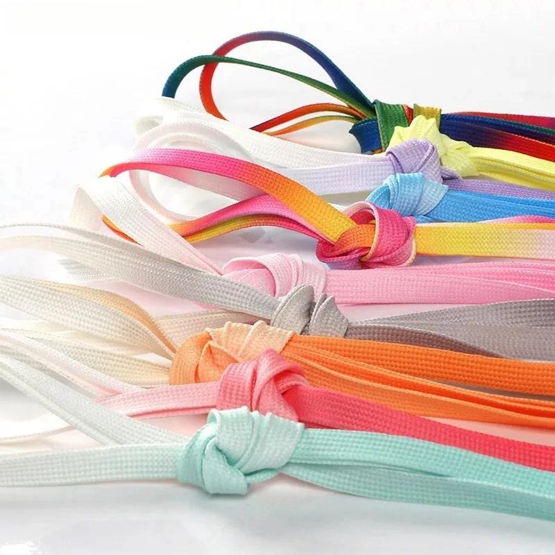 Candy Gradient Shoelaces Colorful Flat Shoelaces for Sneaker Casual Canvas Shoe Laces Camping Silk Shoelaces 90cm/120cm