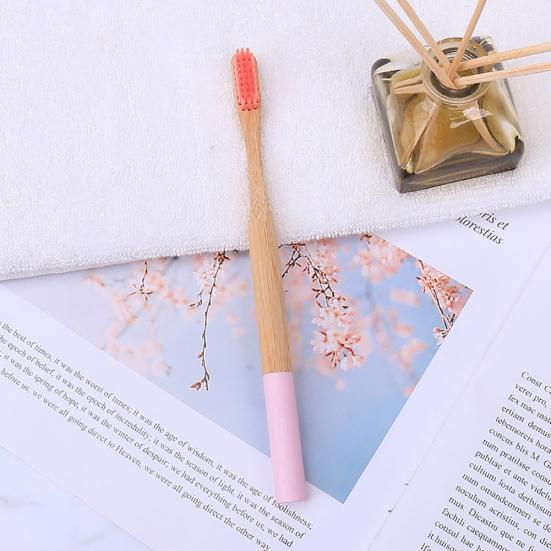 5 Stücke Runde Bambus Griff Home Reise Erwachsene Weichen Borsten Zahnpflege Zahnbürste Verkauf Waren