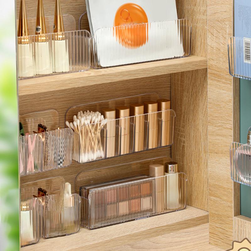 Mirror Cabinet Storage Box Wall Hanging Punch-Free Wall-Mounted With Partitions Bathroom Mirror Cabinet Cosmetics Mask Rack