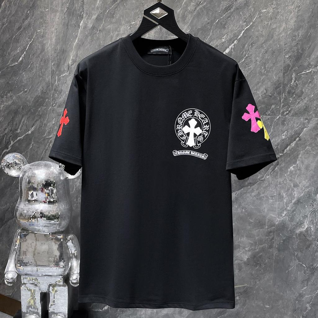 GZ-8923 CHROME HEARTS 2025 Summer New High Quality Cotton Round Neck Loose Large Size Men's and Women's T-shirt Couple T-shirt