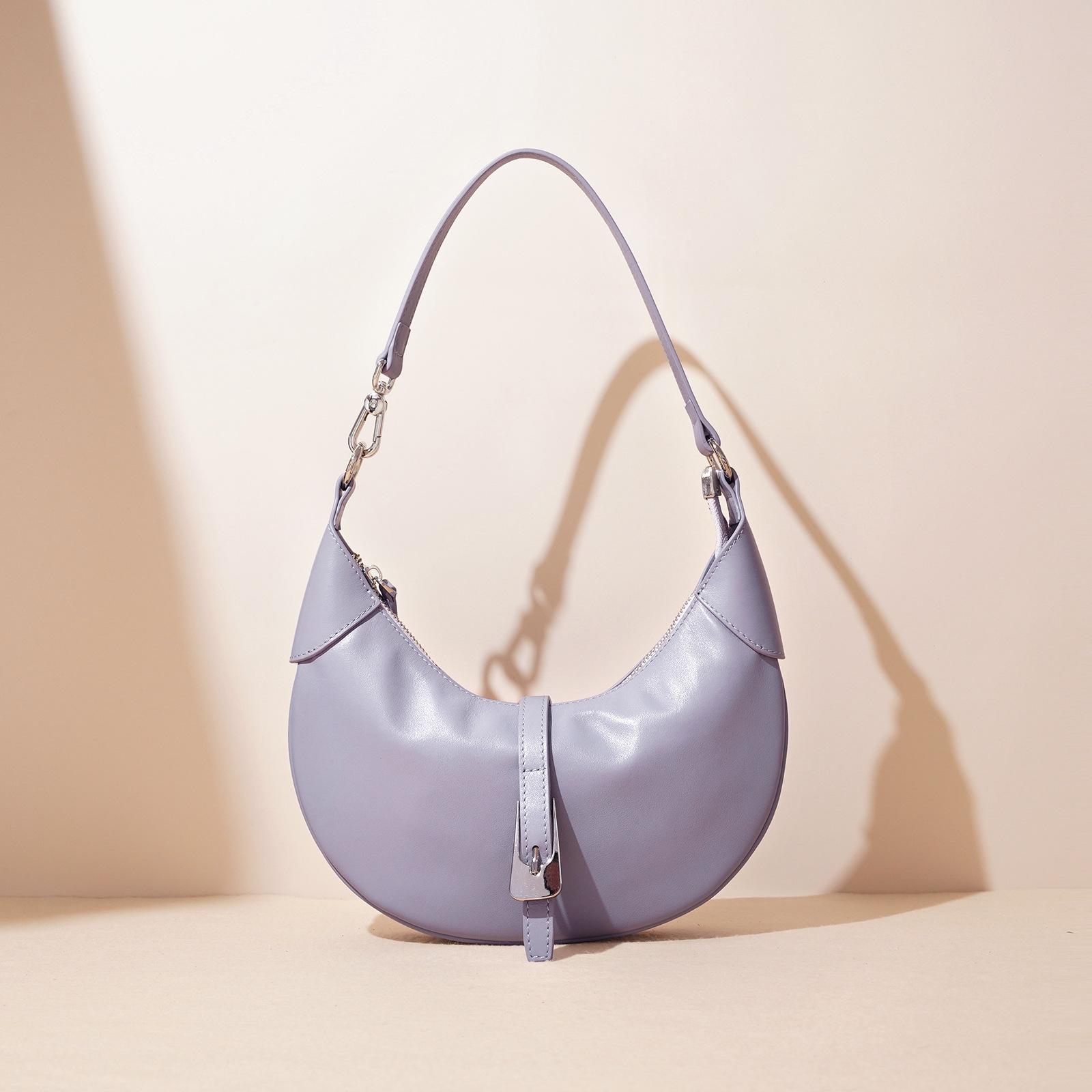 

Versatile Cowhide Simple Crescent Bag Underarm Leather New Shoulder Bag чорний