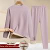 Fleece-Lined Winter Clothing Set for Middle-Aged and Elderly Women: Warm Base Layer Top for Autumn and Winter Seasons