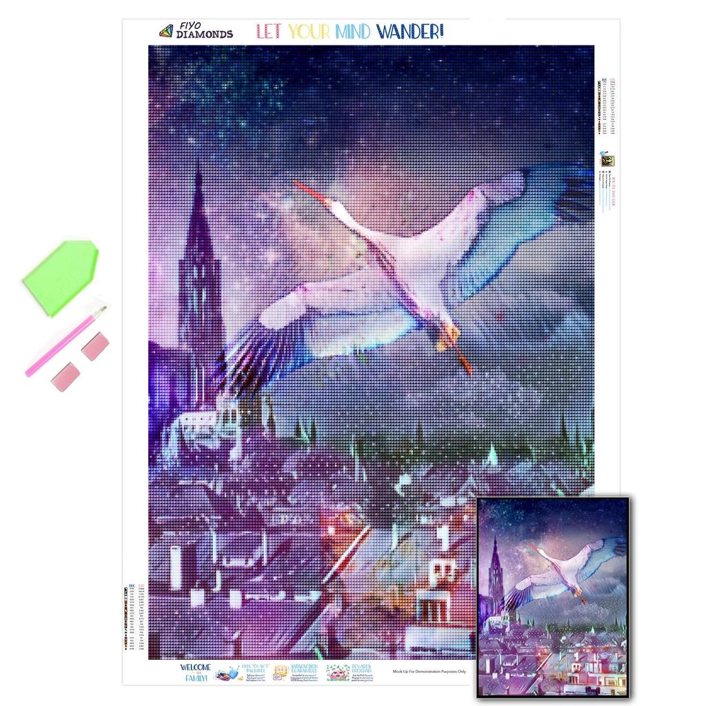 Diamond Painting City Flying Swan Cross Stitch Diamond Embroidery Landscape Diamond Mosaic Handicraft Home Decor