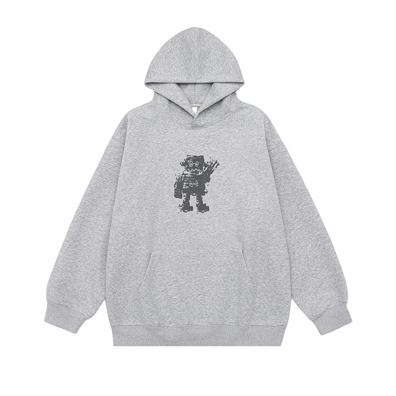New Autumn Fun Pattern Printed Hooded Sweatshirt for Men and Women Couples Loose Jacket