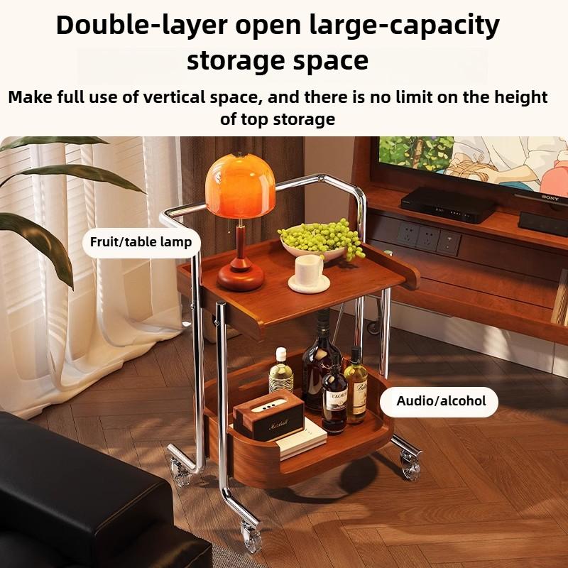 Antique Side Table Sofa Beside Movable Coffee Tables Living Room Snack Storage Handcart Kitchen Condiments Organizer Rack