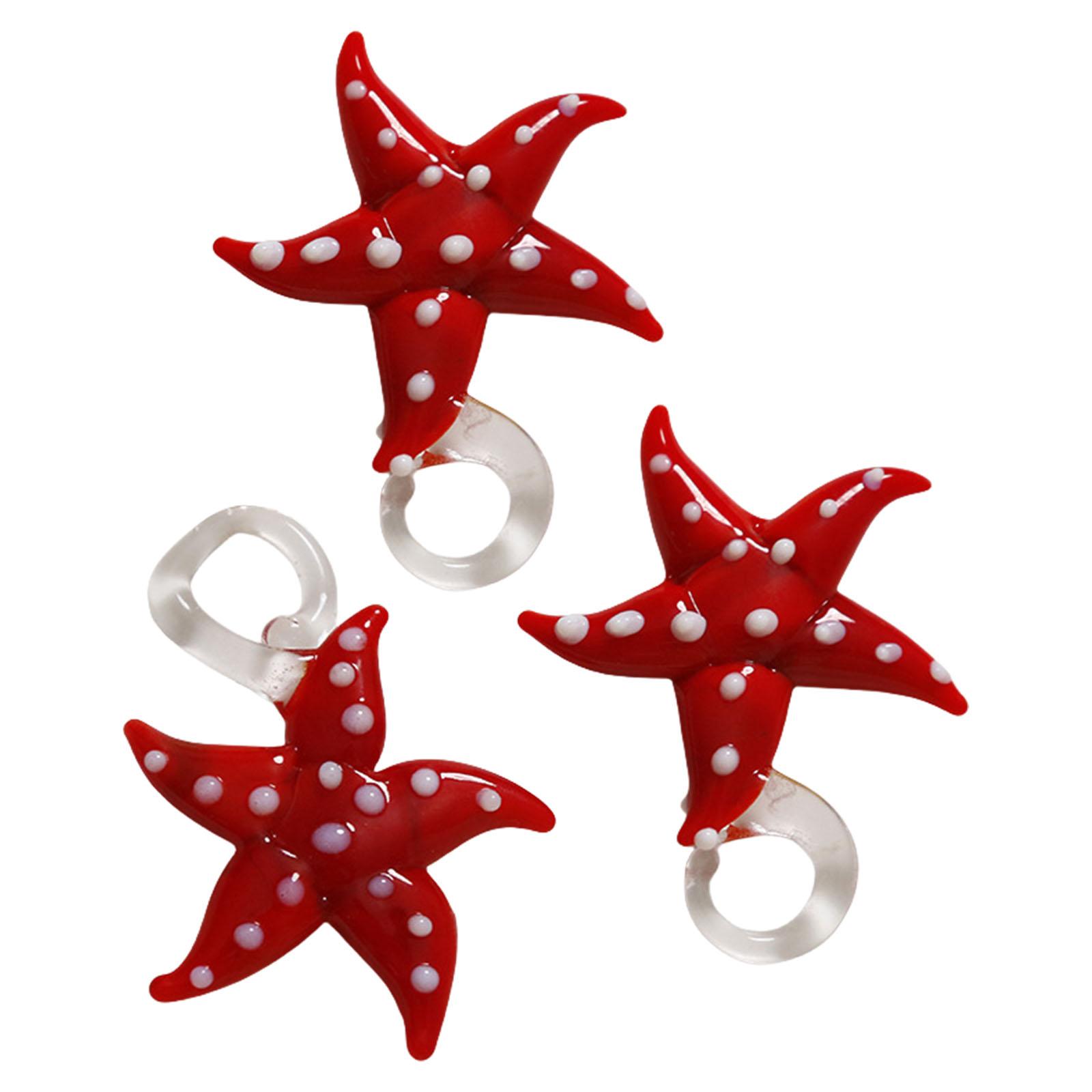 

Set of 3 Polkas Dot Starfish Shaped Pendant Necklace Bracelet Accessories Resin Fashion Jewelry Findings for Women червоний