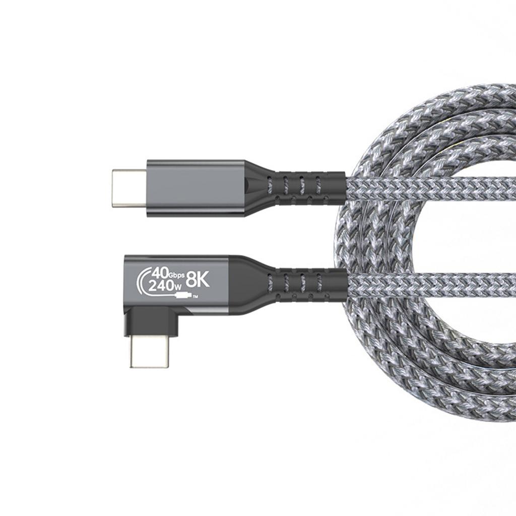 30cm-2m 40Gbps Data Transmission Wire Type C Straight Head To Elbow Extension Line 8K Video and 240W Fast Charging Cord
