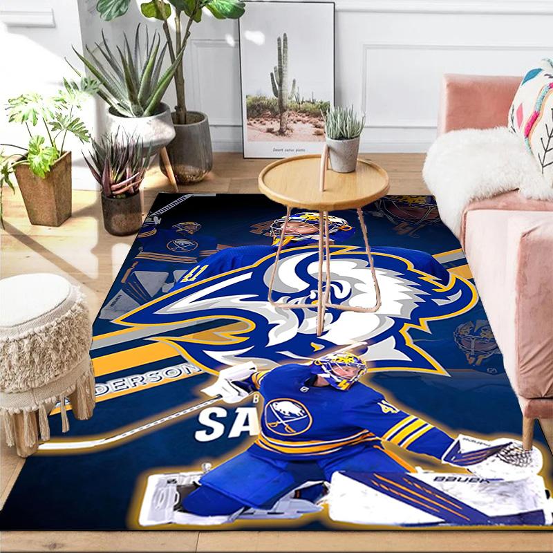 Sabres Hockey Team Spirit Area Rug Suitable for Indoor And Outdoor,Carpets for Kitchens, Homes, Offices, Living Rooms,Home Decor,Christmas Gift