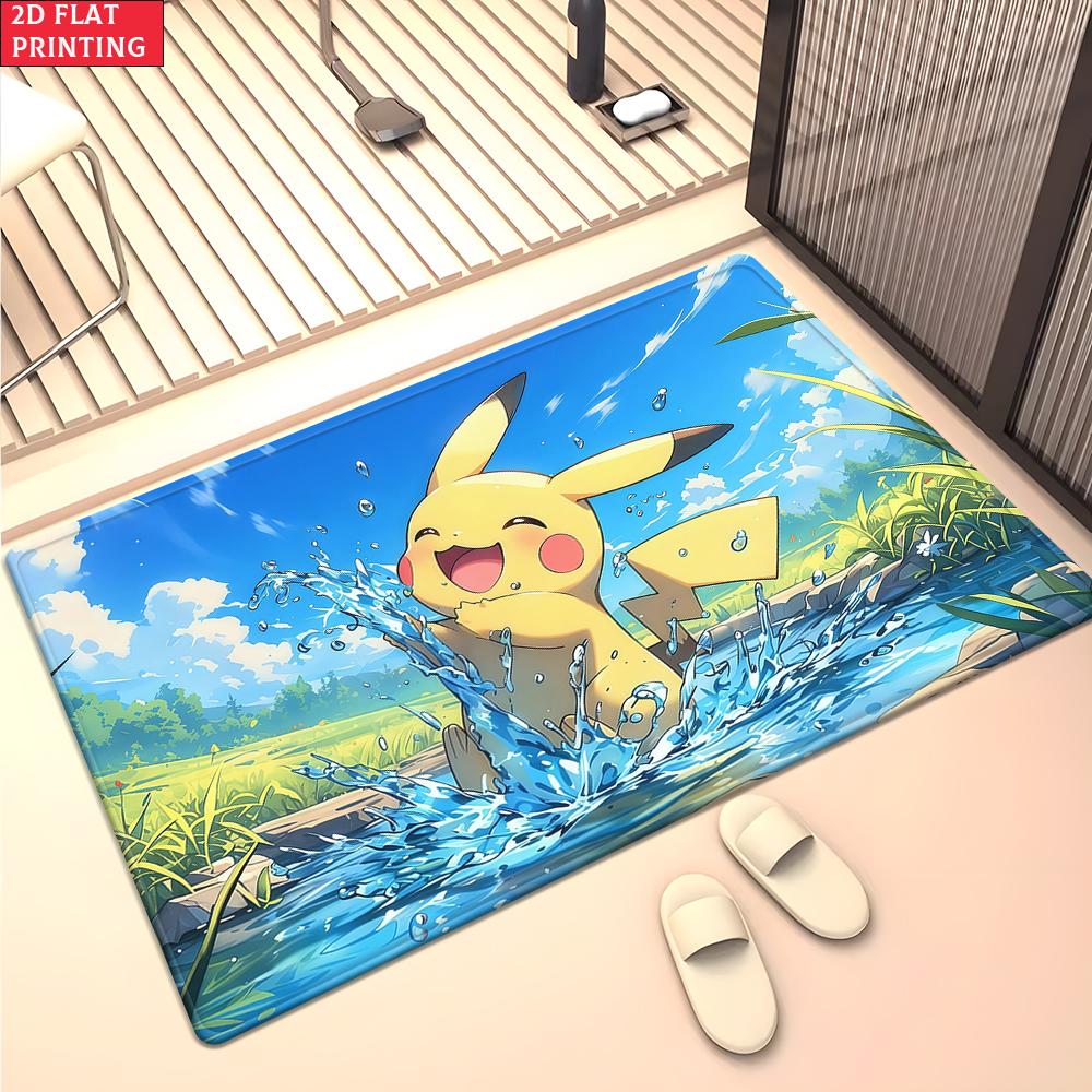 Anime Style Moon & Psychic Fox Area Rug Non Slip Soft Floor Mat For Gaming Room Living Room Bedroom Decor Washable Carpet