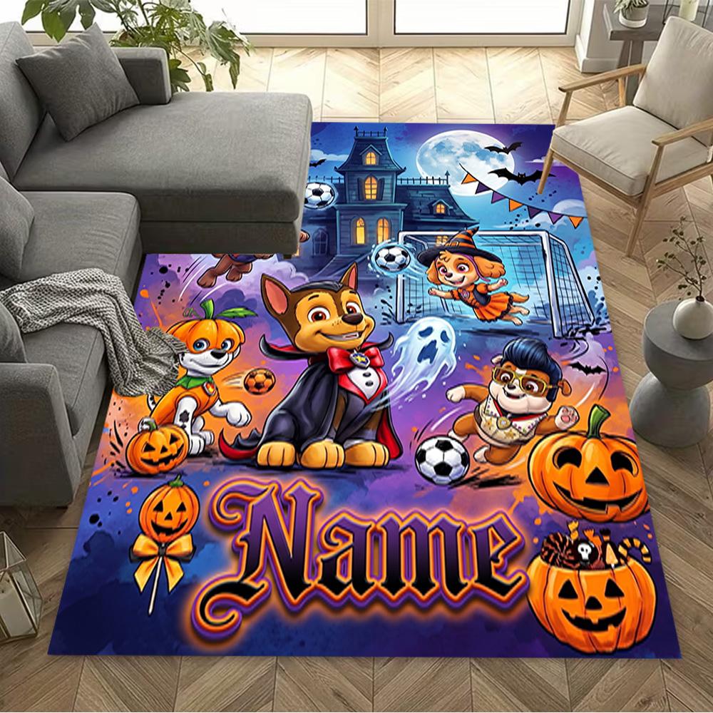 Halloween Sports Party Customize Your Name Floor Rug Office Rug Perfect for Study room Entryway Balcony Decorate room Anti-slip Rug Decorate Offices