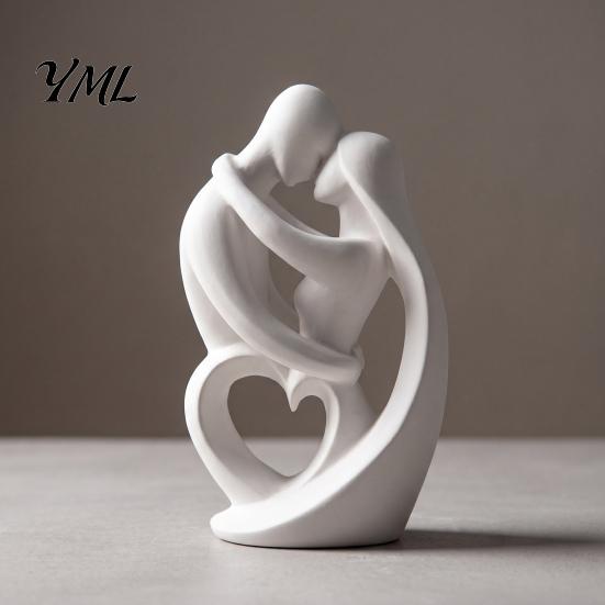 Unique Wedding Gift Ideas 3D Printed Abstract Couple Embrace Statue, Heart Hollow Love Figurine, Minimalist Romantic Soft Furnishing Displays