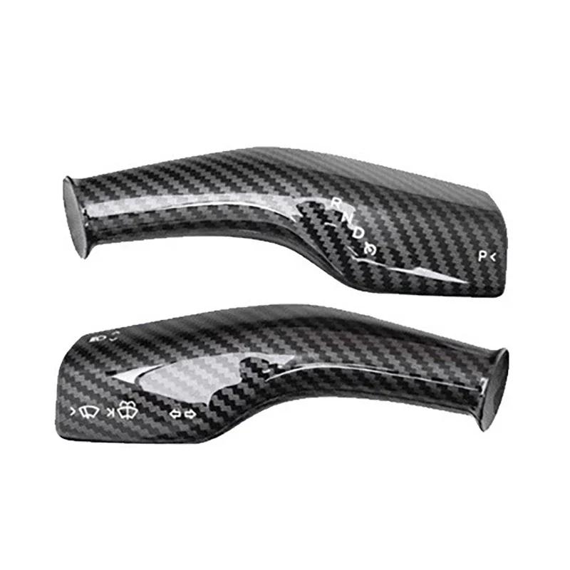 2pcs ABS Carbon Fiber Car Gear Shift Knob Trim Cover for Tesla Model 3/Y