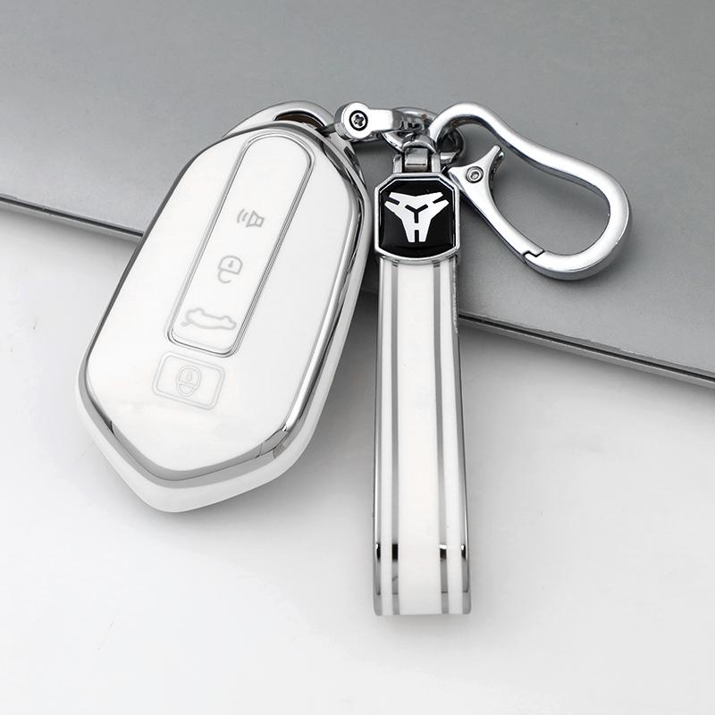 Premium Soft TPU Car Key Case Cover Shell for Ruilan Geely LIVAN 7 8 9 X3 PRO Key Rings Keychain Bag Accessories