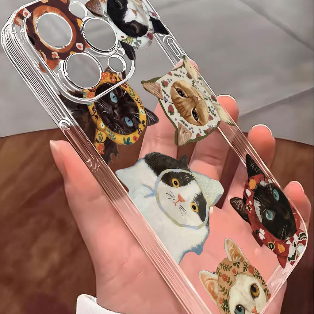 Katzen Dorf Anti-Fall Transparente Hülle für iPhone 14/15/16/17 Pro Max